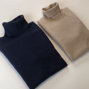 Ralph Lauren & Brooks Brothers Navy and Beige Turtleneck Sweaters